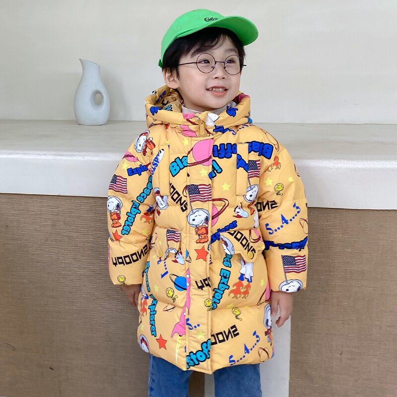Snoopy/史努比正品新款儿童羽绒服女童男童中长加厚休闲羽绒外套