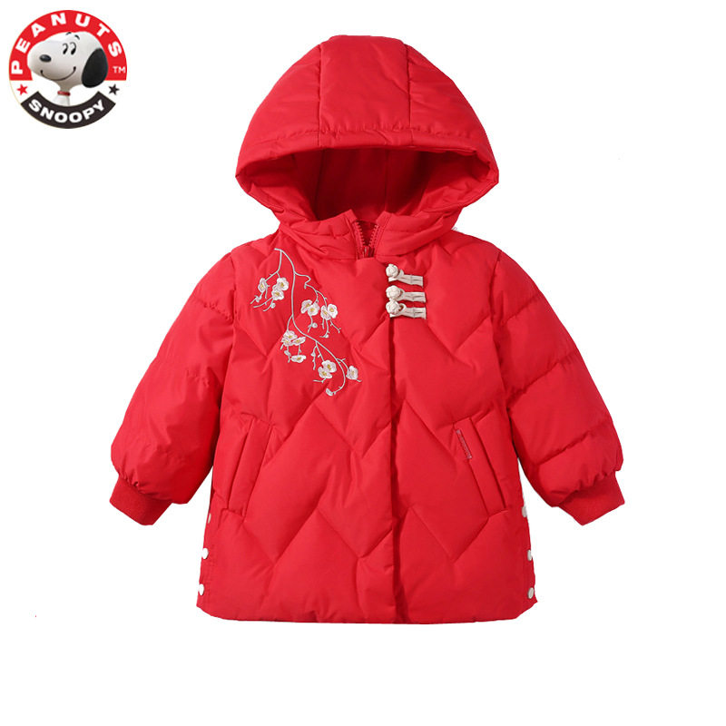 史努比女童羽绒服2021新款冬装女幼童保暖羽绒服小童宝宝羽绒外套