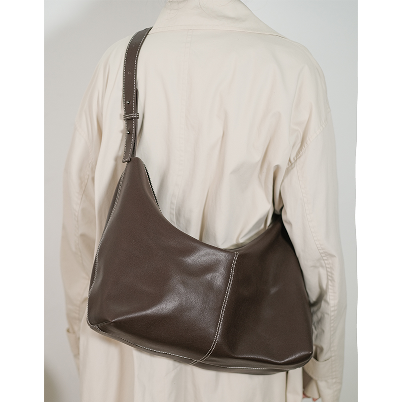 colourbeginning鱼肚白原创小众真皮文艺托特包大容量hobo斜挎包