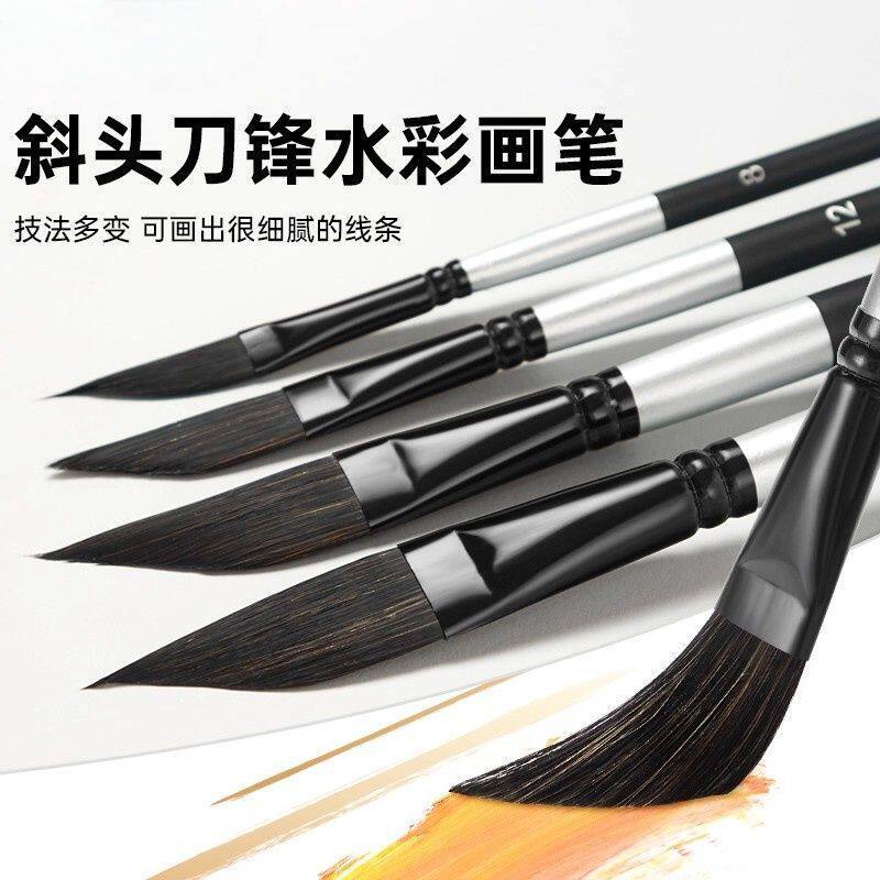 黑天鹅水彩套装刀锋拉线画笔专用水彩笔马毛美术松鼠绘画油画勾线