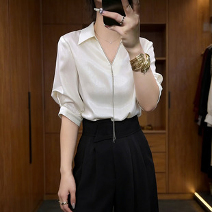 轻奢洋气减龄通勤休闲显瘦上衣0325z 女2026新款 春夏法式 V领衬衫