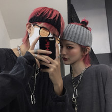 OOTDstudio韩国ins同款 男女款 复古高街嘻哈潮流针织情侣头套发带