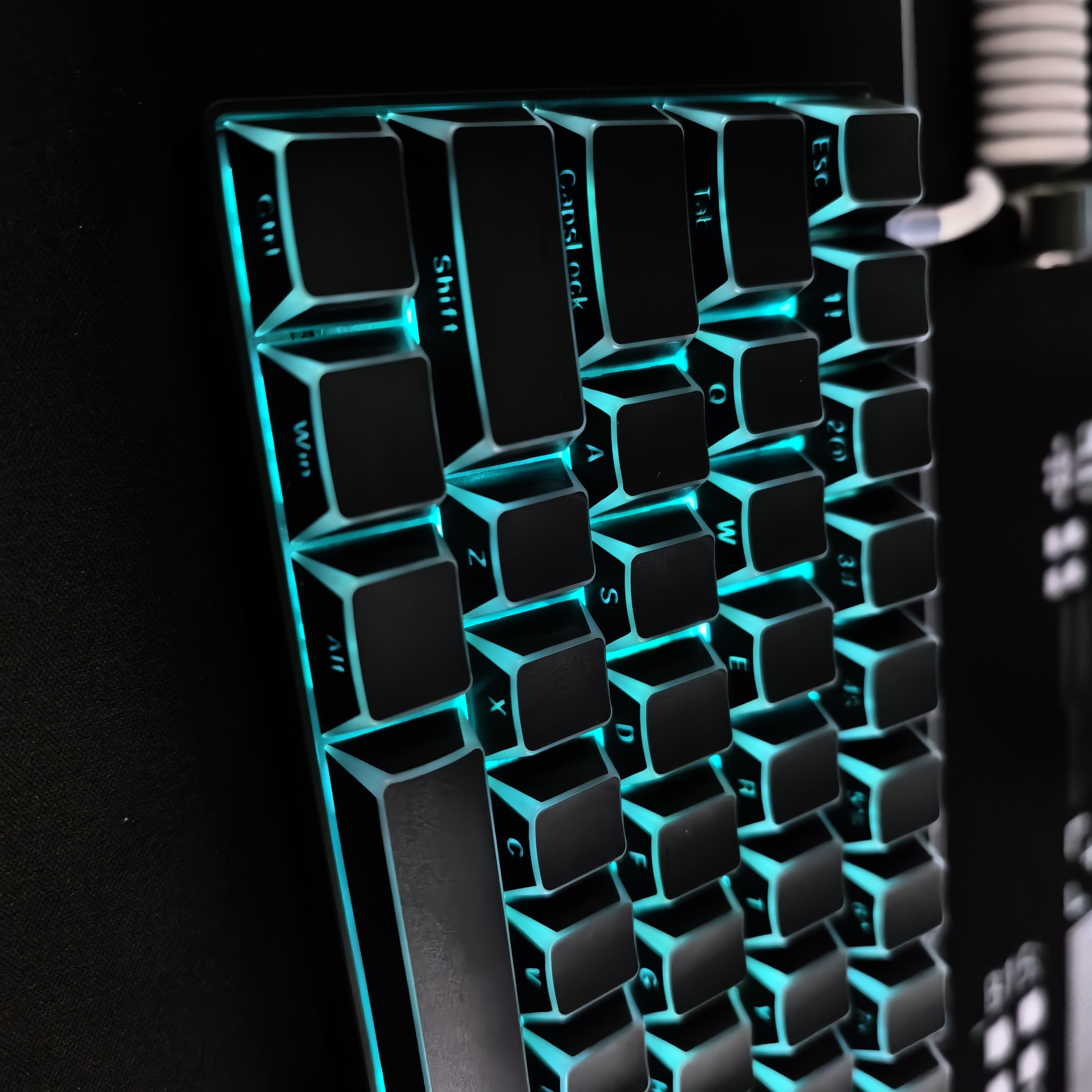 XVX黑色折影键帽侧刻透光适配wooting魔导士EV63迈从Ace68 made68