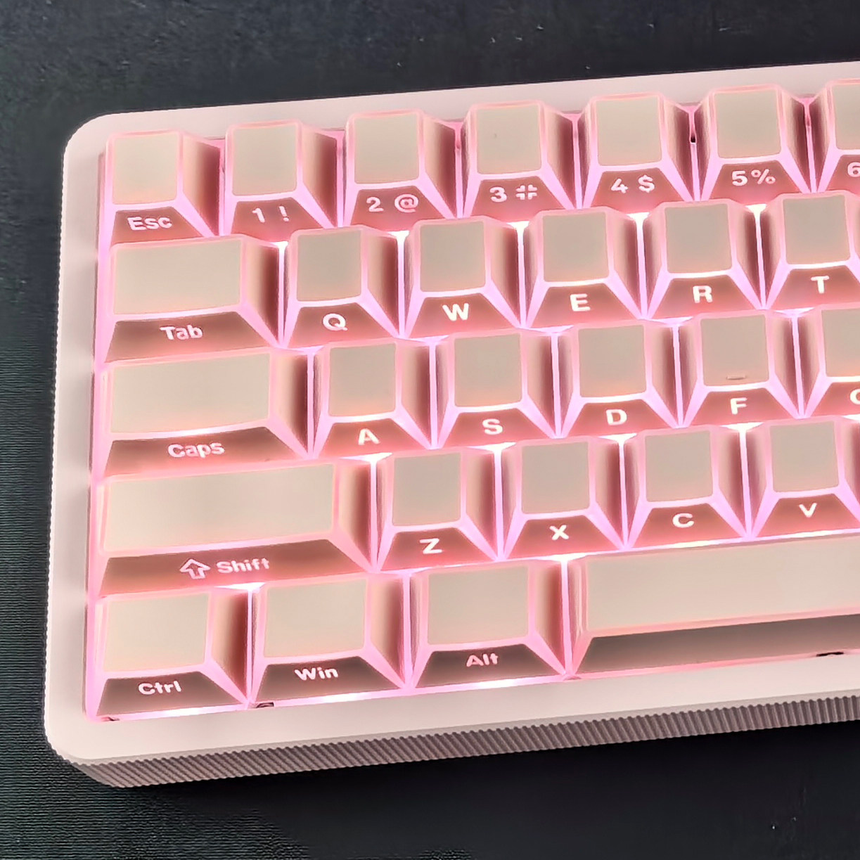 粉色折影键帽侧刻透光适配EV63迈从Ace68前行者X87小蜜蜂made68图片