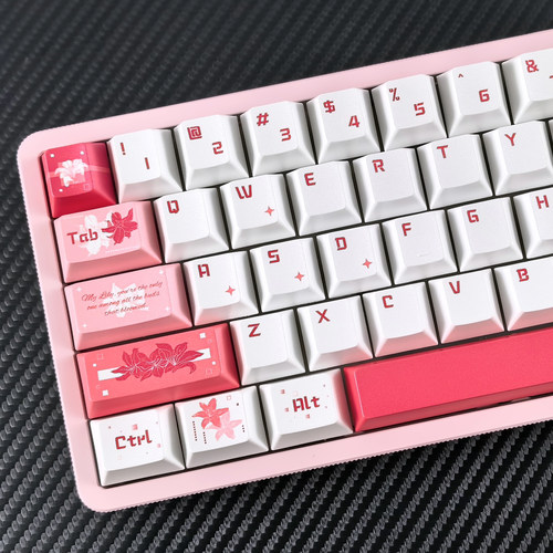 粉色Lily珠光漆键帽适配EV63小蜜蜂made68迈从G87夜魔ATKRS7air