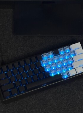 黑白双拼侧刻透光键帽适配EZ63魔导士磁轴迈从Ace68前行者X87狼蛛