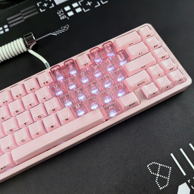 XVX粉色果冻水晶拼高透爱心键帽适配wooting迈从Ace68 made68 ATK