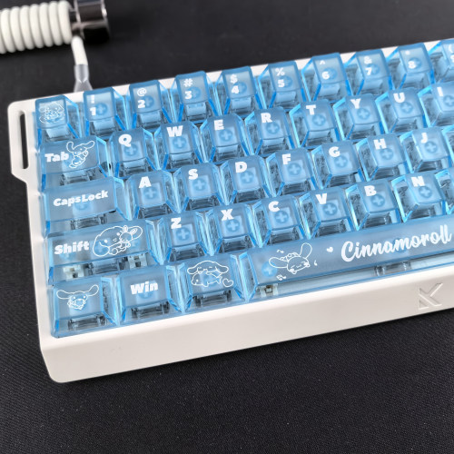 玉桂狗蓝雾透光键帽适配EV63迈从Ace68美加狮MAD60前行者X87夜魔