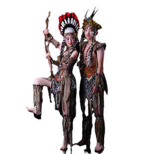 野人服装万圣节服装女印第安人服装原始部落演出服饰打非洲鼓衣服