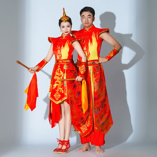 开场舞水鼓舞演出服现代舞蹈打腰鼓队服装女打鼓服表演服装中国鼓