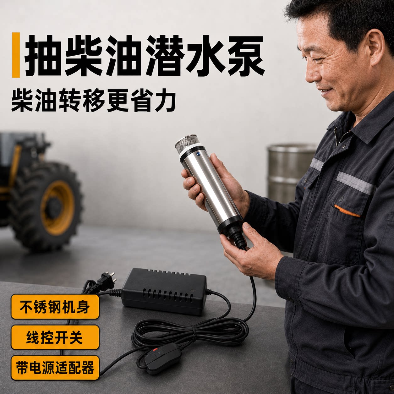 220V抽柴油潜水泵纯铜电机线控开关220V带电源电动抽油泵煤油专用图片