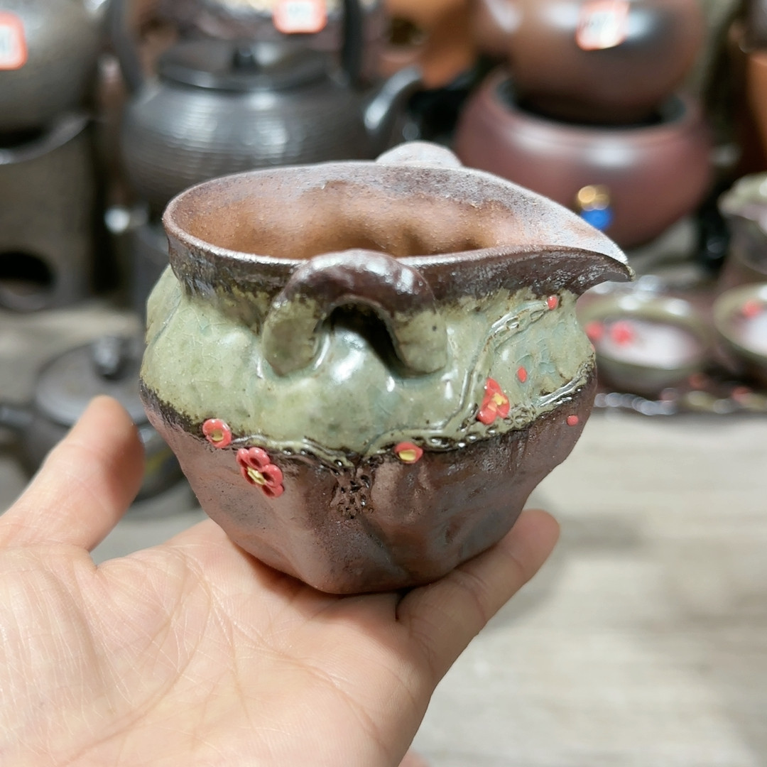 原矿老岩泥柴烧手工捏花公道杯200毫升,餐饮具,煮茶炉,淘宝优惠券,粉丝福利购,淘宝优惠卷