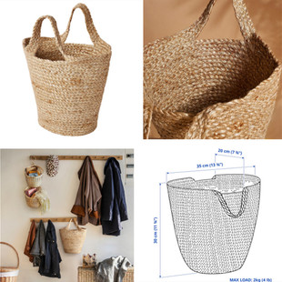 IKEA宜家国内代购 托克宁吊篮 黄麻装饰花挂袋子 收纳袋提手篮子