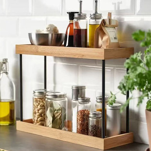 IKEA宜家国内代购 诺布勒卡厨房台面收纳件金属/竹装饰桌面收纳盒