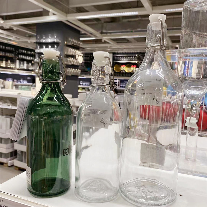 IKEA宜家国内代购 考肯透明玻璃密封瓶子附塞瓶子玻璃瓶酿酒瓶子