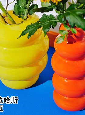 IKEA宜家国内代购 凯拉哈斯 花瓶 橙色黄色玻璃装饰花瓶摆件