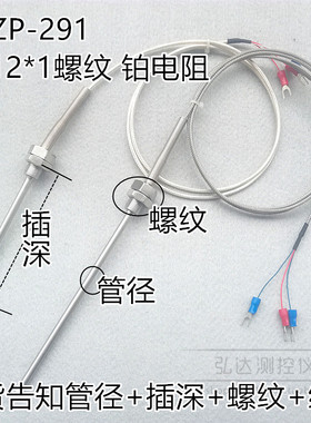 PT100铂热电阻  M12*1固定螺纹温度传感器 WZP-291不锈钢探头进口
