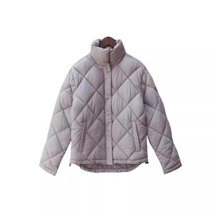 欧美高端品牌菱形格羽绒棉棉衣女冬季小众设计感百搭加厚棉袄