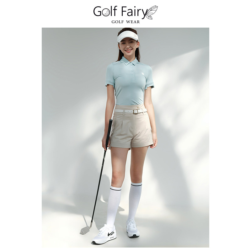 golffairy高尔夫短裤女户外运动休闲透气高腰修身显瘦格子裤夏天