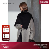 TKY SHOP灰色圆领羊毛大衣女中长款 双面呢大衣高级感廓形毛呢外套