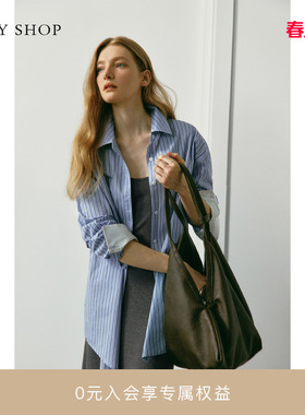 [商场同款]TKY SHOP条纹长袖衬衫女2025秋季新款衬衣10I1KA01J006