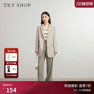 TKY SHOP通勤时尚便西女装职业装早春新款韩系简约单排扣西装外套