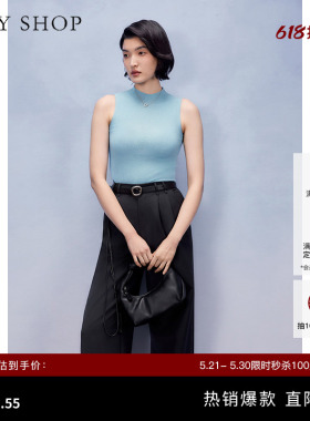 TKY SHOP无袖针织上衣夏季新款外穿洋气背心内搭女蓝色好看休闲