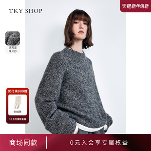 女2024冬新款 SHOP圆领针织衫 TKY 休闲毛衣10H1MA04T135 商场同款