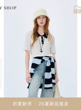 [商场同款]TKY SHOP撞色短袖线套衫2026夏新款针织衫10J1LA02F003