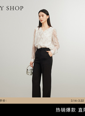 TKY SHOP黑色简约休闲裤秋季新款垂感显瘦直筒裤时髦百搭通勤长裤