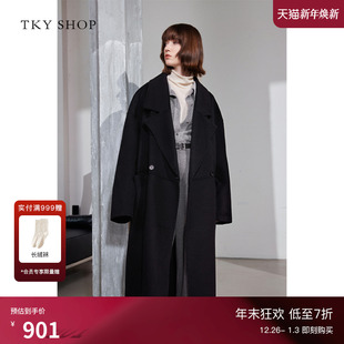 毛呢外套气质高级感保暖冬装 新款 SHOP真丝羊毛大衣女2025冬季 TKY