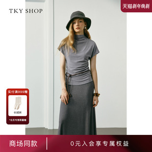 T恤纯色简约2025秋新款 TKYSHOP半高领短袖 10I1NA01J010 商场同款