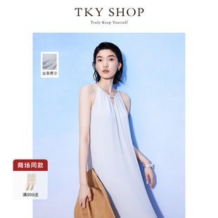 新款 SHOP挂脖吊带连衣裙2025夏季 商场同款 度假风海边长裙 TKY