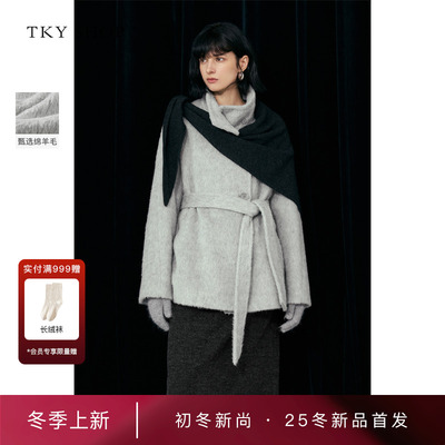 TKYSHOP立领短款毛呢外套大衣