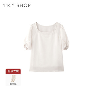 TKY 女真絲簡約百搭柔軟舒適 上衣2025夏新款 SHOP桑蠶絲短袖