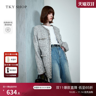保暖气质优雅冬装 新款 短外套 SHOP圆领小香风羊毛外套2025冬季 TKY