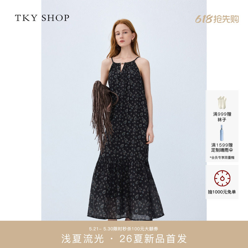 [商场同款]TKY SHOP碎花吊带连衣裙2026夏新款小黑裙10J1YA03G038