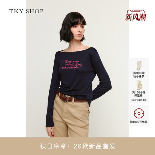 TKYSHOP一字领长袖T恤