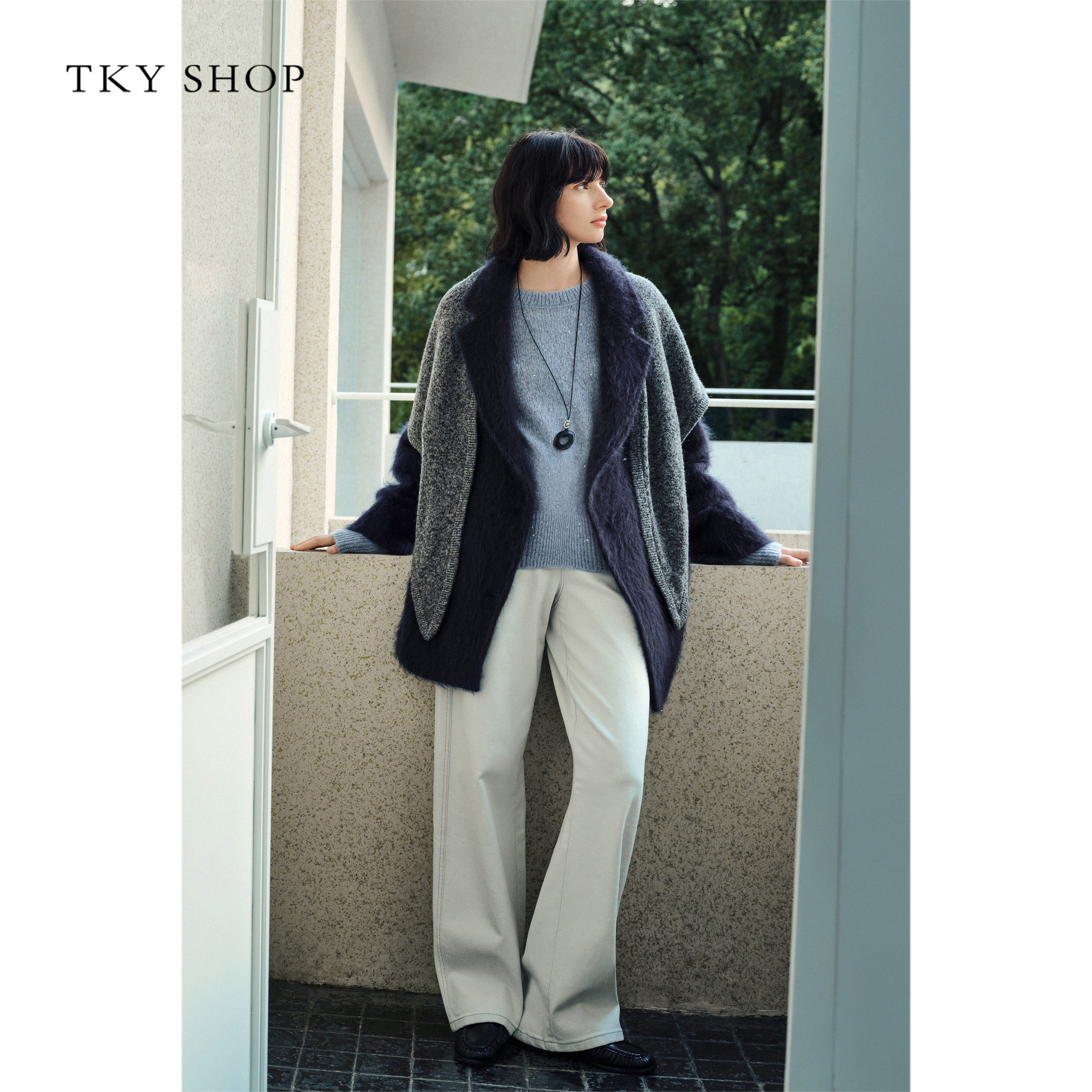 TKYSHOP高腰牛仔长裤