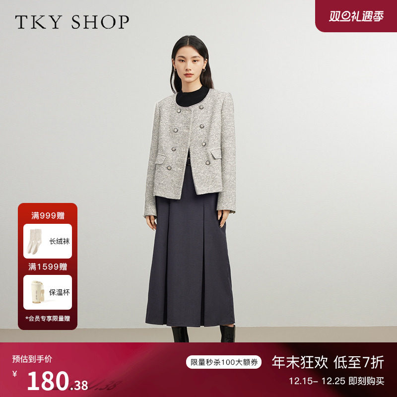 TKYSHOP短款双排扣小香风外套