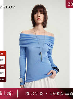 [商场同款]TKY SHOP一字领线套衫女2026春新款针织衫10J1LA03B027