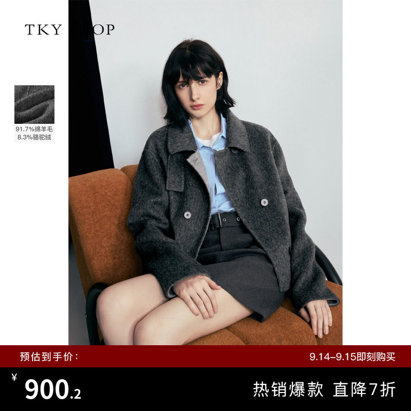 TKYSHOP翻领短款大衣图片