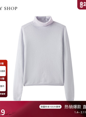 [100%绵羊毛]TKY SHOP圆领套头打底衫女秋冬新款高弹针织毛衣保暖