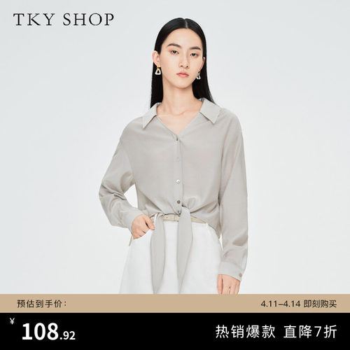 TKYSHOP短款系带衬衫