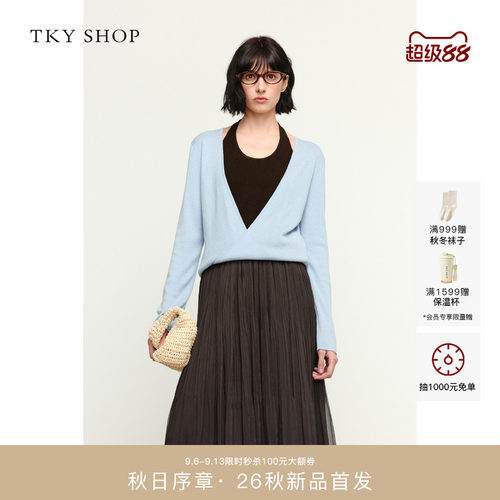 TKYSHOP挂脖假两件针织衫