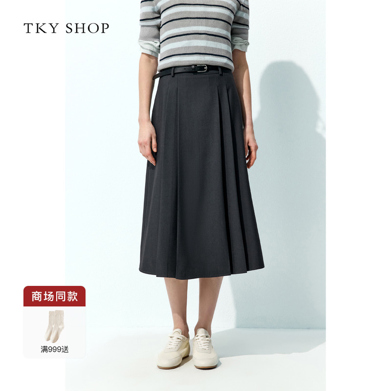 TKYSHOP宽松A字百褶裙