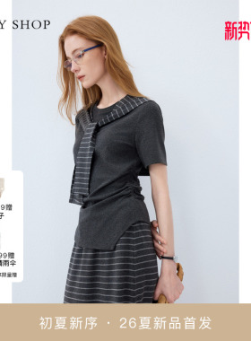 [商场同款]TKY SHOP披肩短袖T恤女2026春新款薄上衣10J1NA01E064