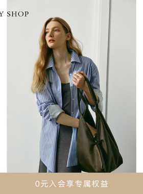 [商场同款]TKY SHOP条纹长袖衬衫女2025秋季新款衬衣10I1KA01J006