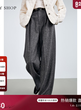 TKY SHOP高腰显瘦阔腿长裤女2025冬季新款宽松垂感休闲直筒裤子