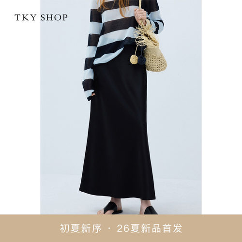TKYSHOP醋酸缎面半身裙